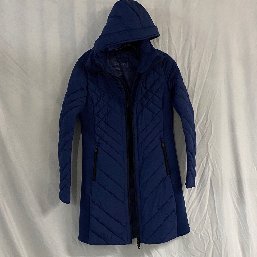 BeWomen's Hooded Quilted Coat - Navy